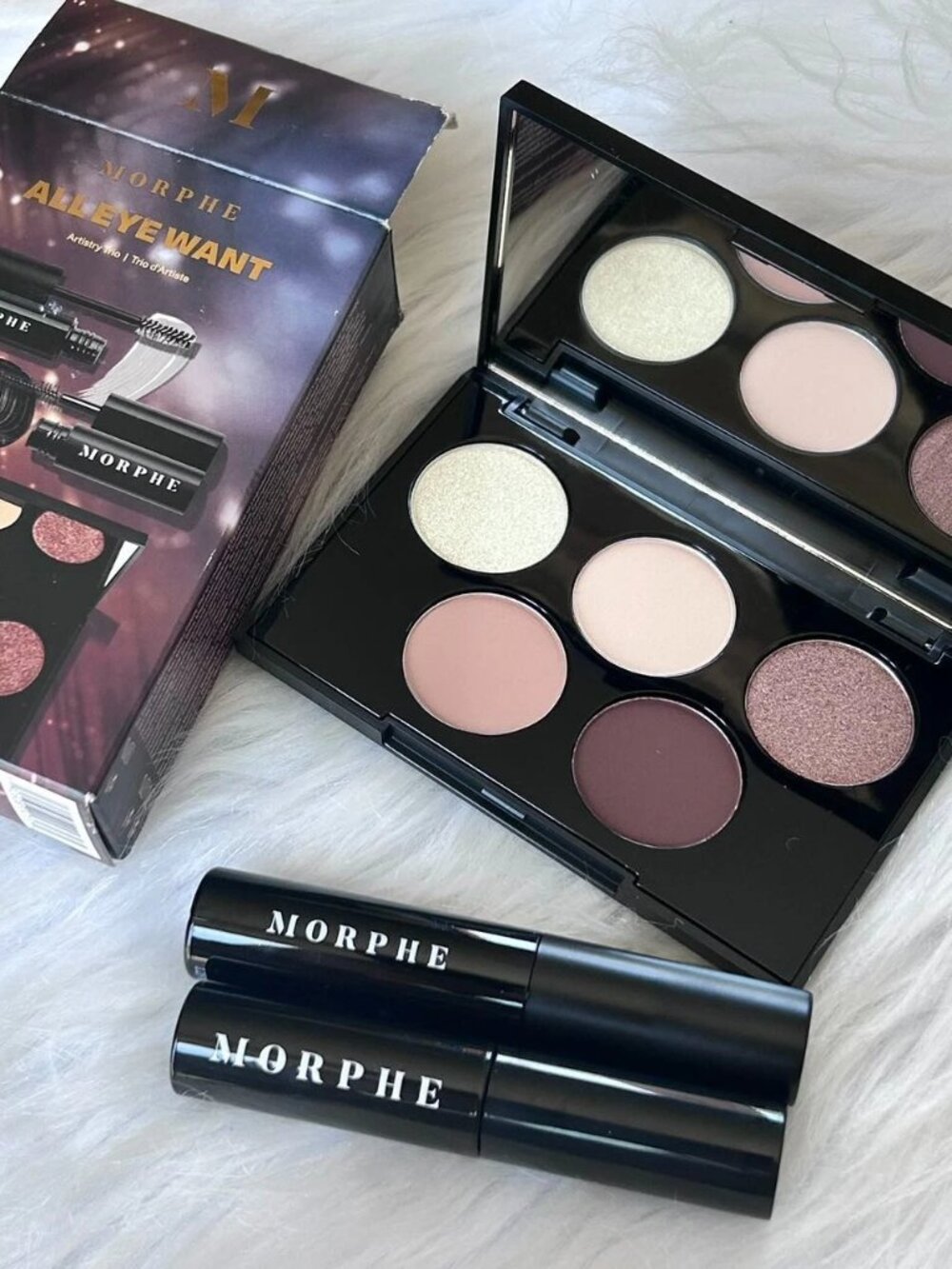 New MORPHE ALL EYE WANT Artistry Trio set- Eyeshadow Palette/Brow Gel/Mascara